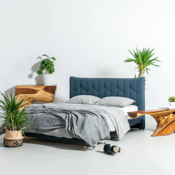 MAPLE - Dark Blue Fabric Bed