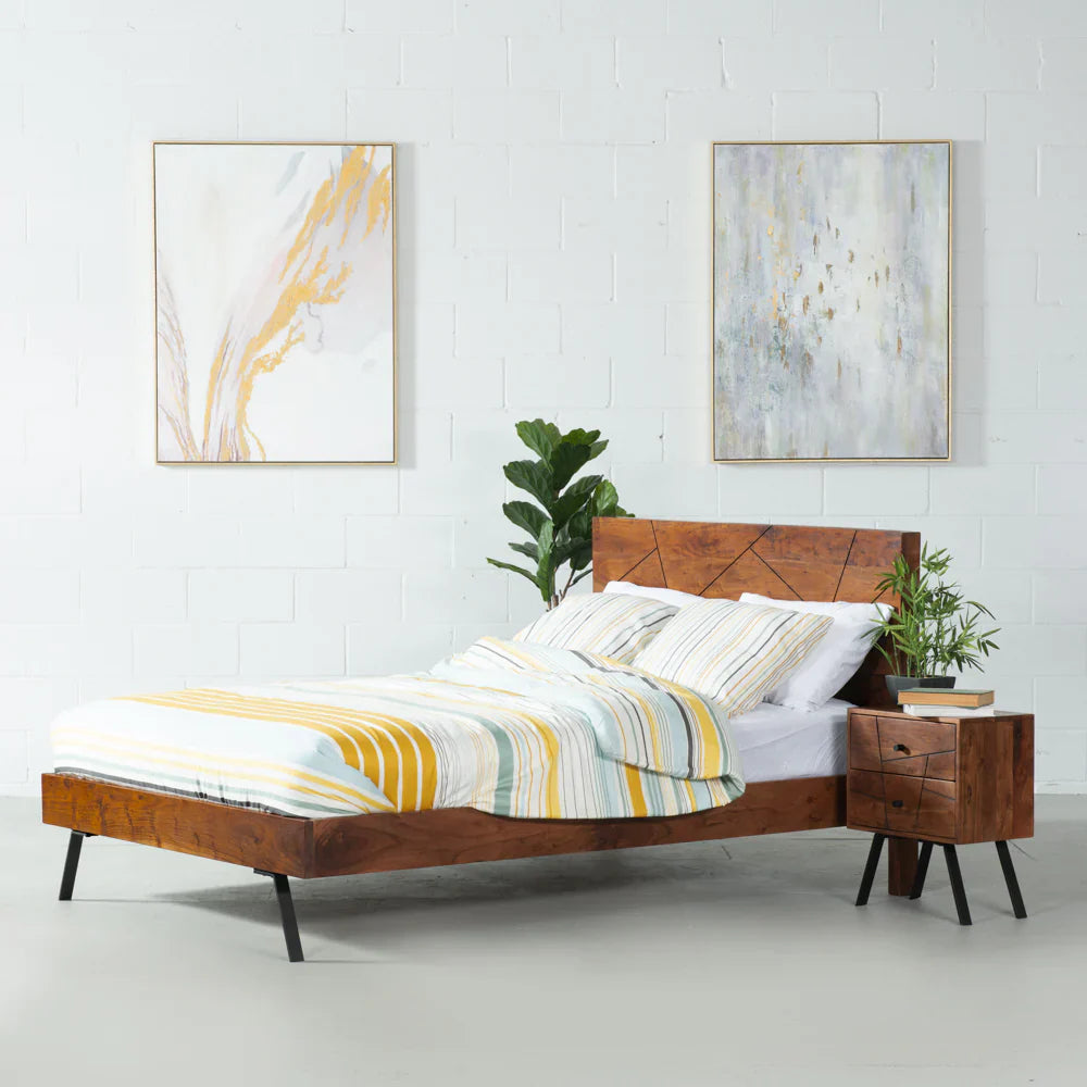 MEREDITH - Dark Blue Velvet Bed