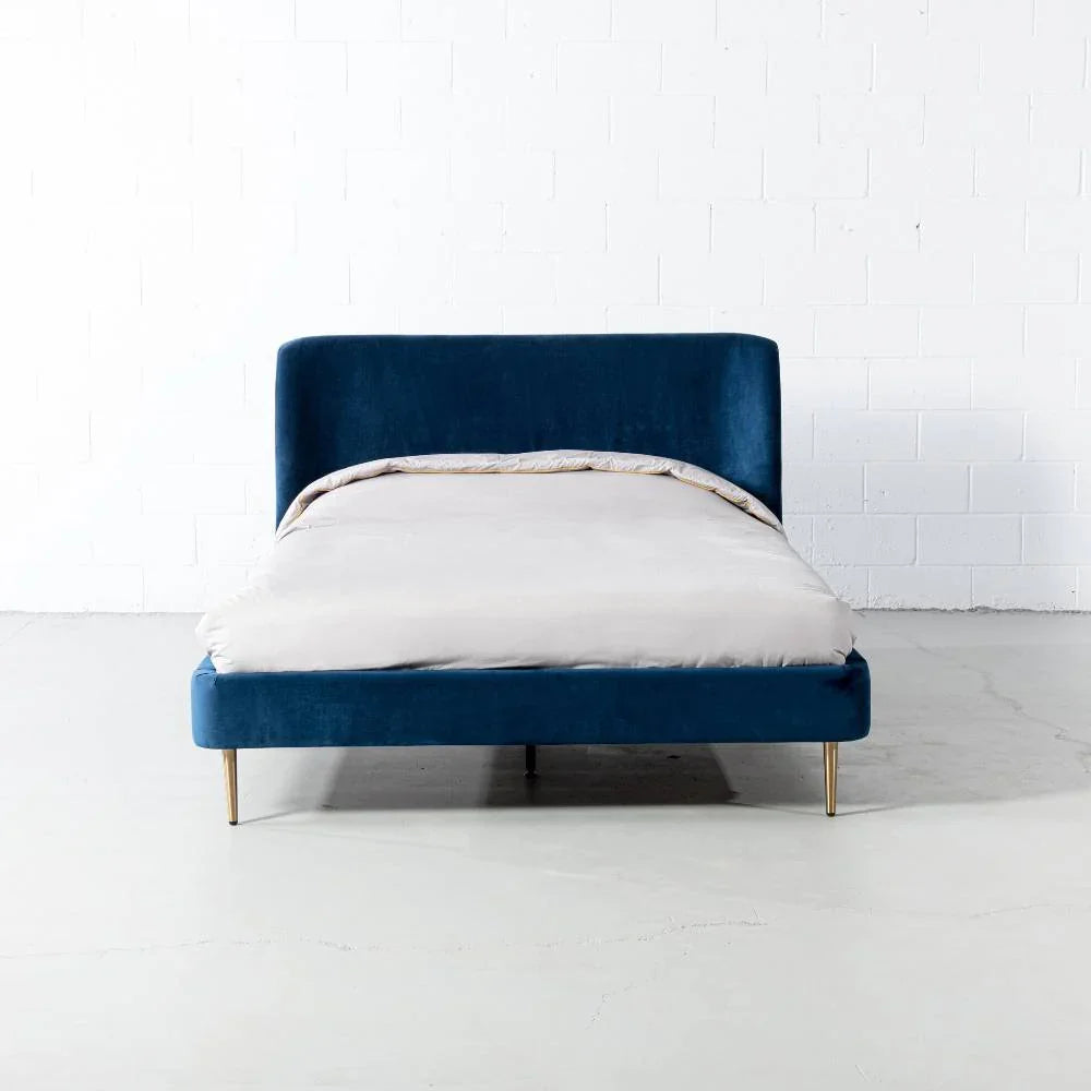 MEREDITH - Dark Blue Velvet Bed