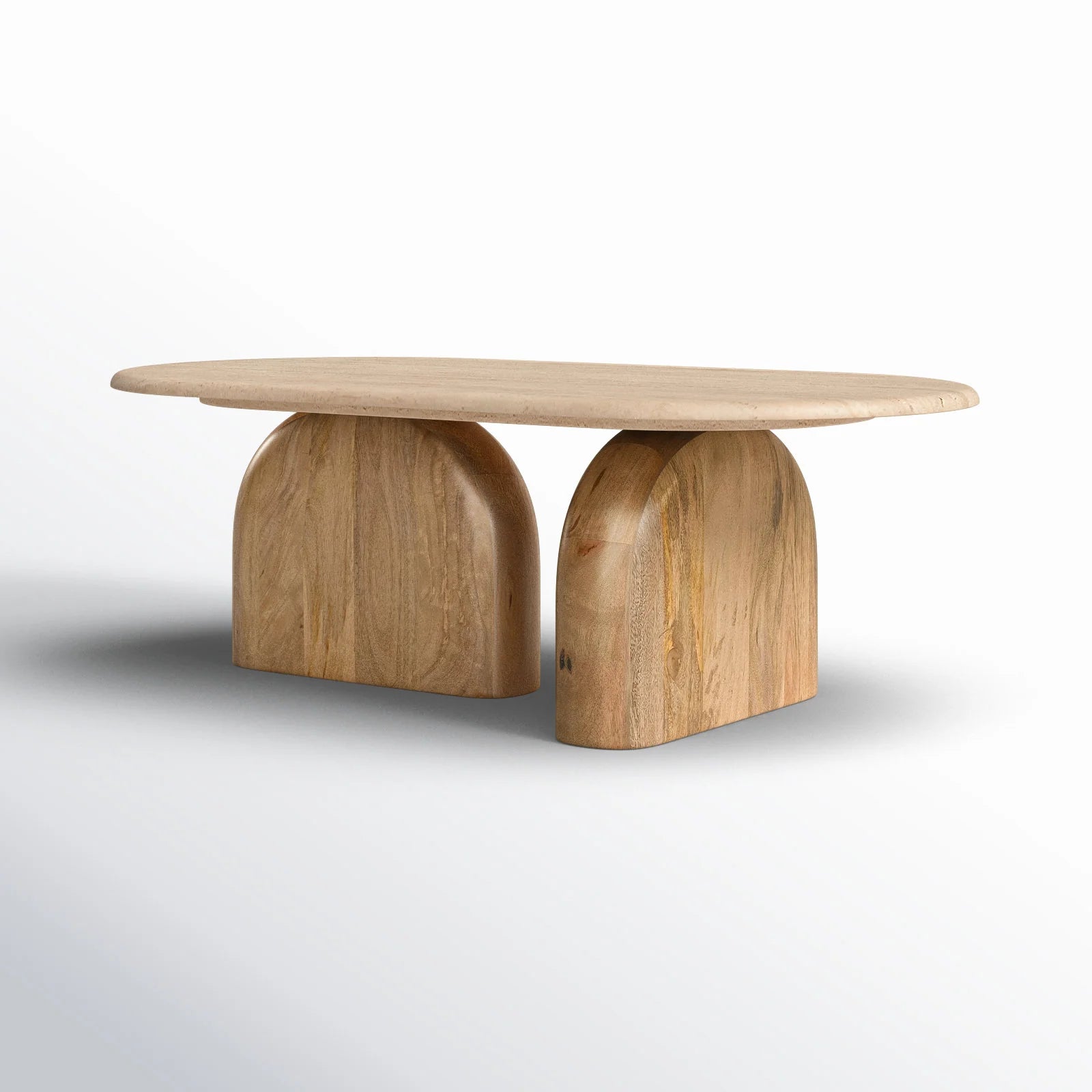 Alvin - Modern Travertine Marble Oval Coffee Table