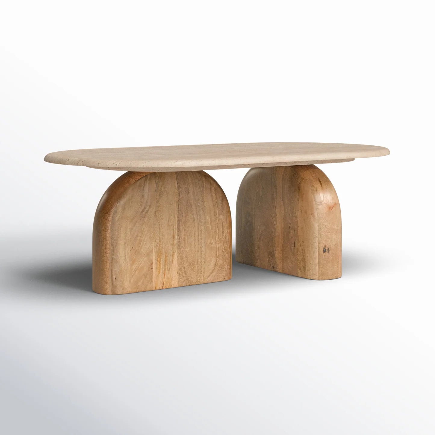 Alvin - Modern Travertine Marble Oval Coffee Table