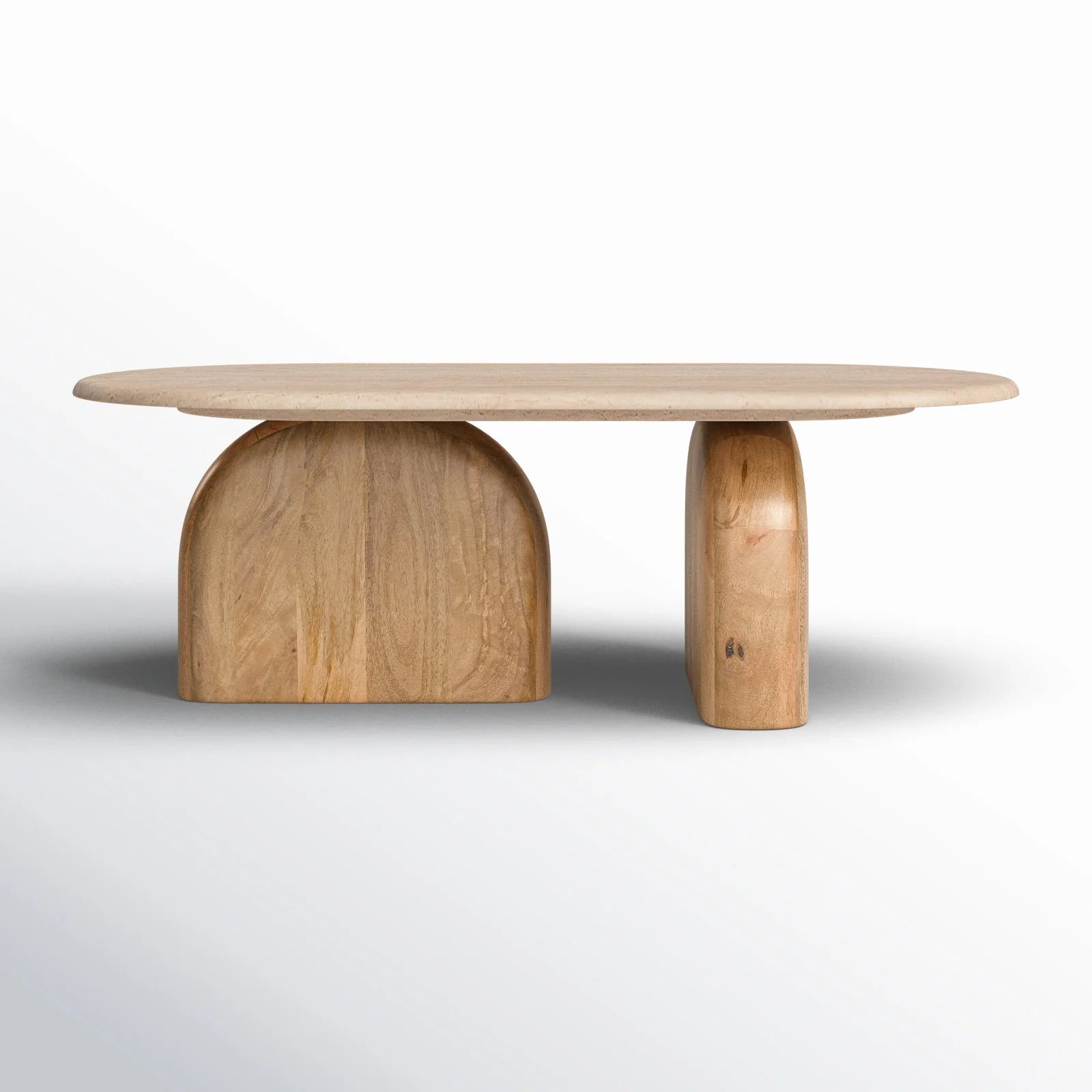 Alvin - Modern Travertine Marble Oval Coffee Table