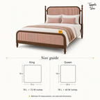 Rust Stripe Teak Upholstered Bed, size guide