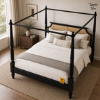 Noir Cane Sheesham Canopy Bed, lifestyle elevated