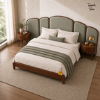 Arc Panel Teak Bed with Nightstands, lifestyle elevated