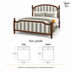 Sage Stripe Arched Teak Bed, size guide