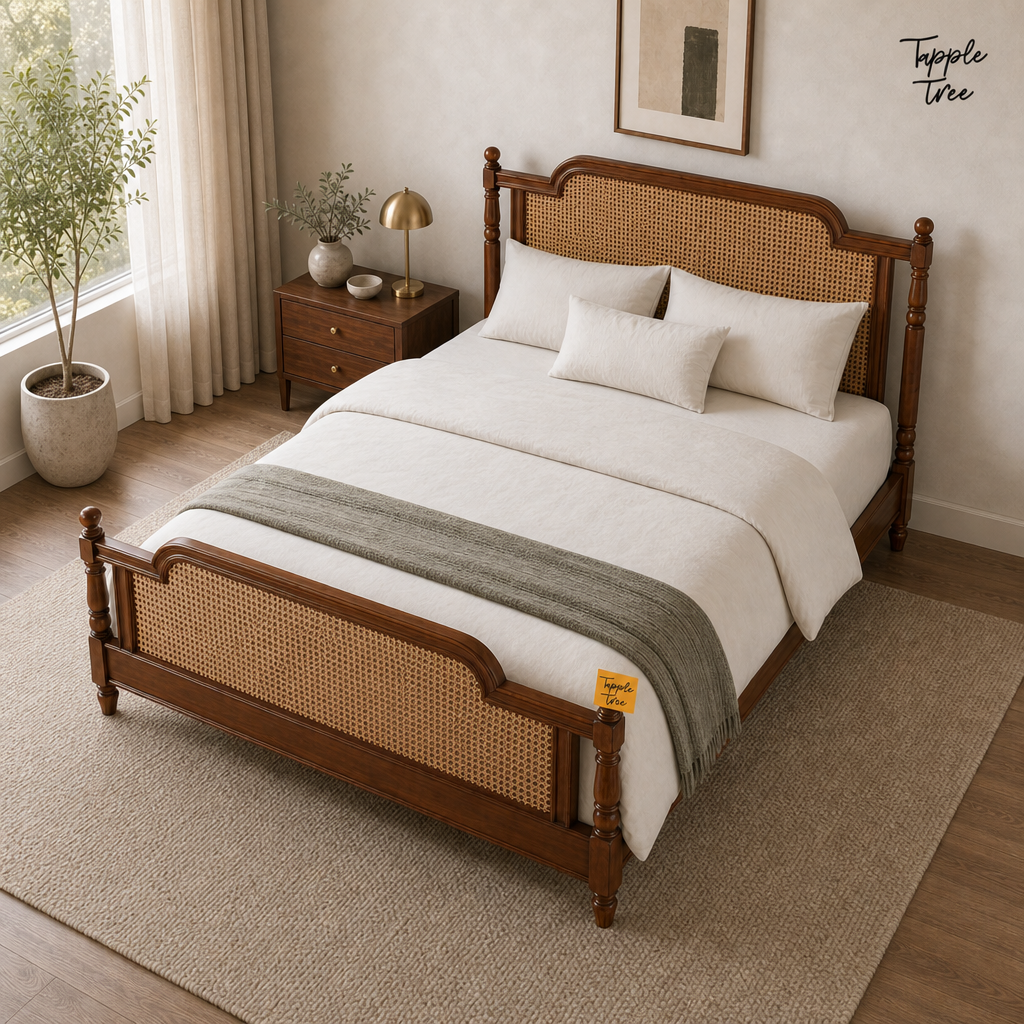 Heritage Cane Teak Bed, lifestyle elevated