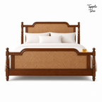 Heritage Cane Teak Bed, white front