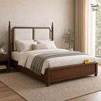 Ivory Panel Teak Storage Bed, lifestyle opposite angle