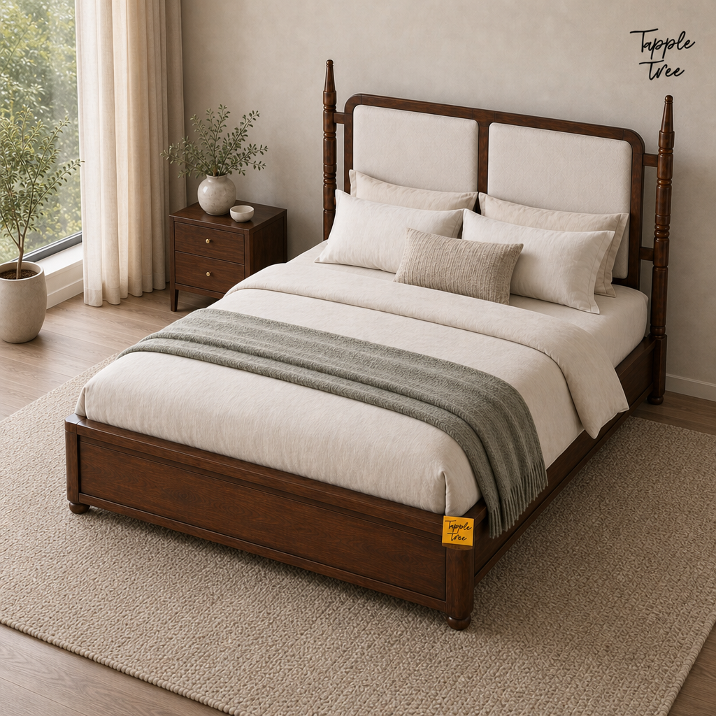 Ivory Panel Teak Storage Bed, lifestyle elevated