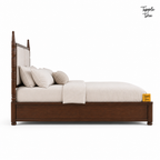 Ivory Panel Teak Storage Bed, white side profile