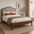 Paisley Curve Teak Bed, lifestyle opposite angle