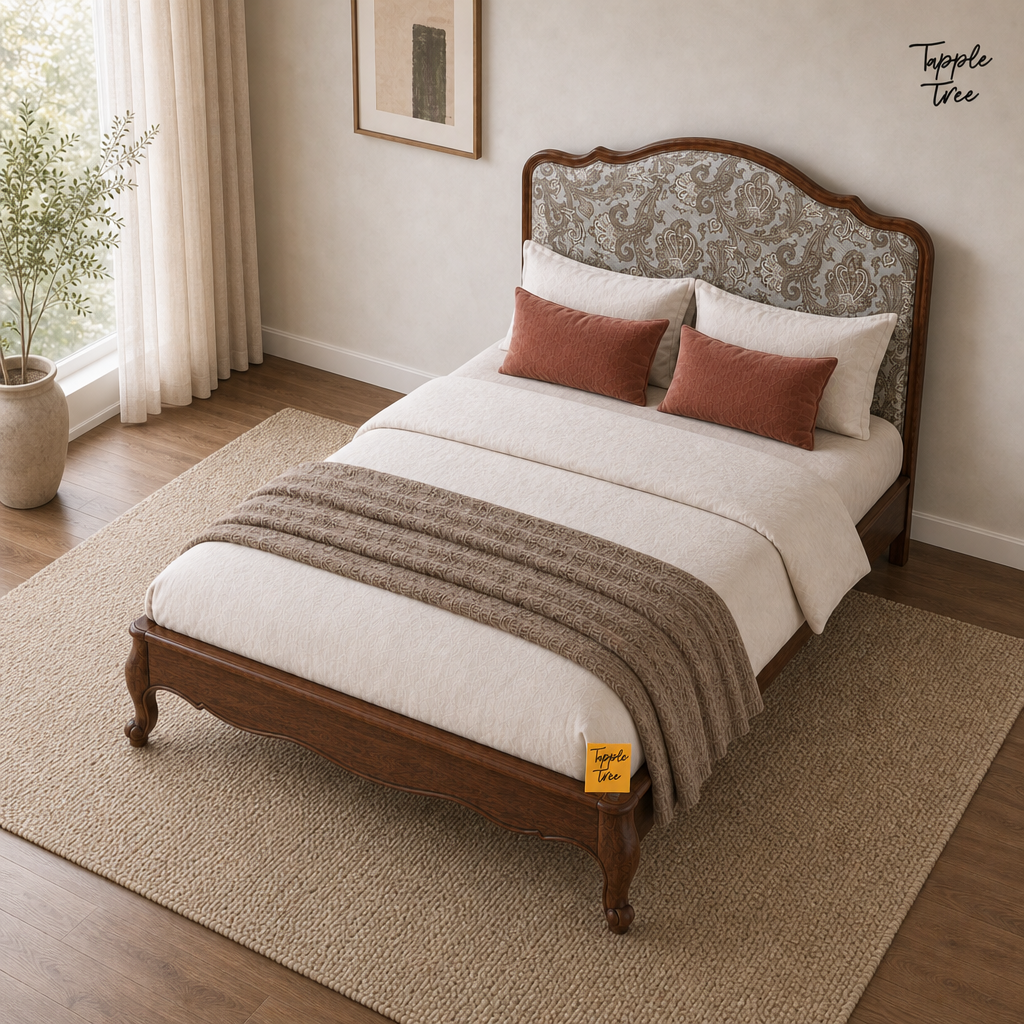Paisley Curve Teak Bed, lifestyle elevated