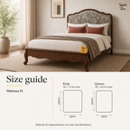 Paisley Curve Teak Bed, size guide