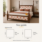 Elephant Motif Teak Poster Bed, size guide