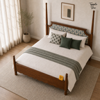 Ikat Scallop Teak Poster Bed, lifestyle elevated