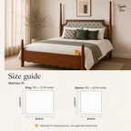 Ikat Scallop Teak Poster Bed, size guide