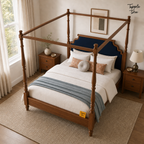 Midnight Blue Teak Canopy Bed, lifestyle elevated