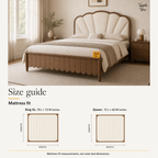 Lotus Fan Teak Upholstered Bed, size guide