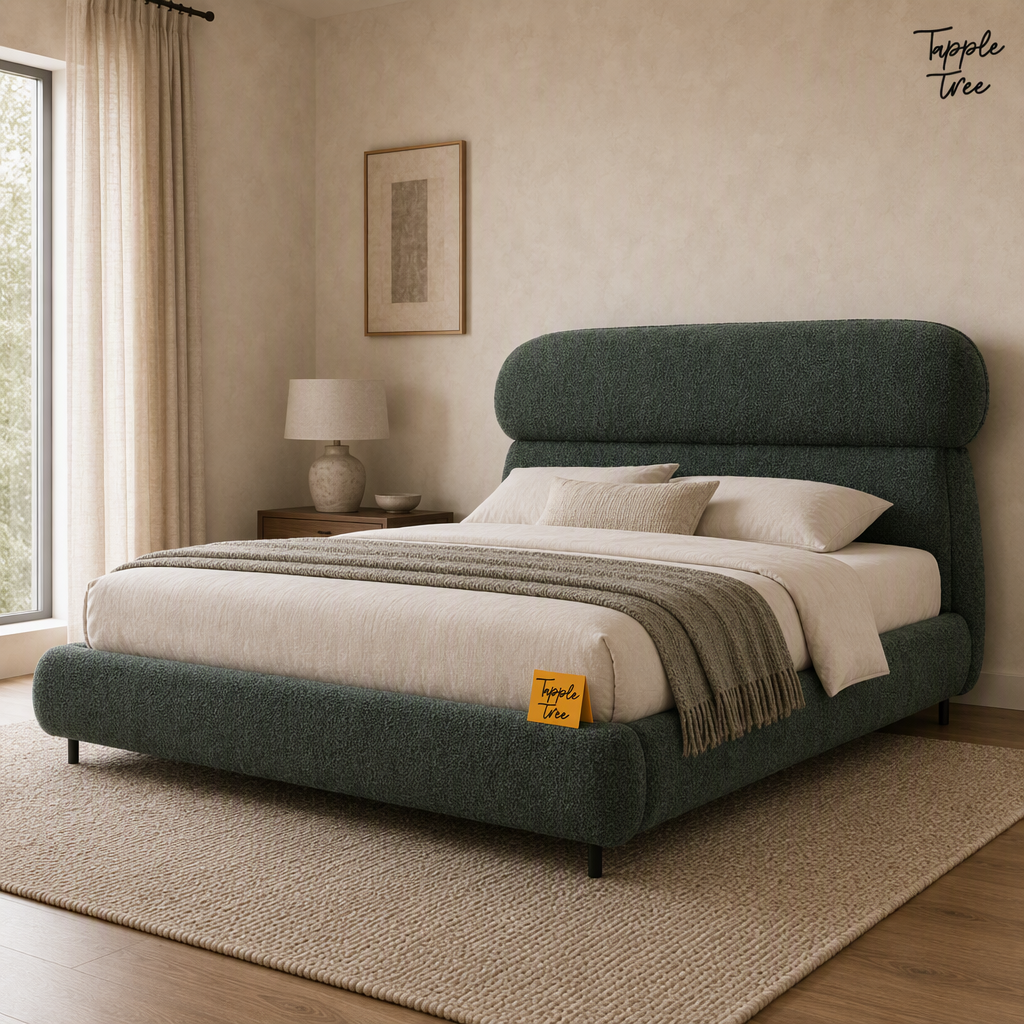 Forest Boucle Upholstered Storage Bed, lifestyle opposite angle