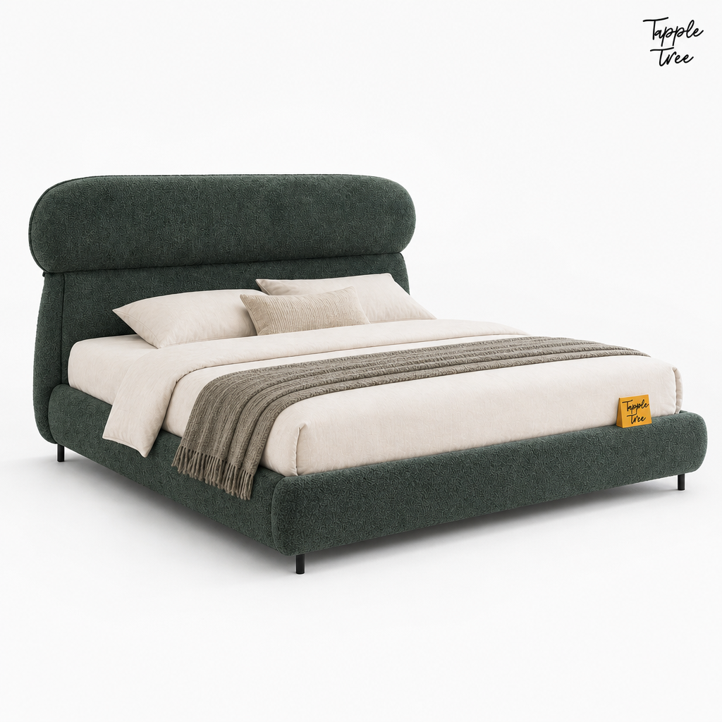 Forest Boucle Upholstered Storage Bed, white three quarter