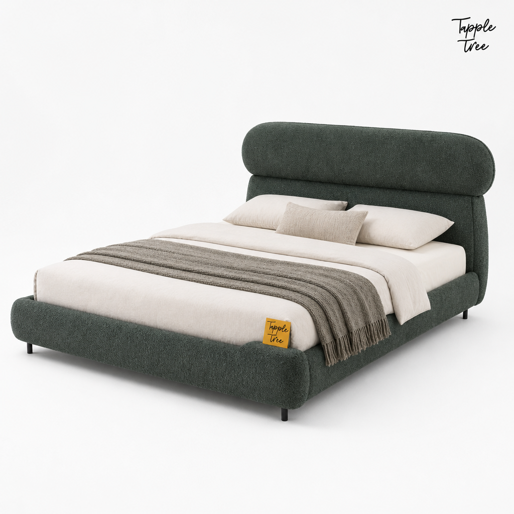 Forest Boucle Upholstered Storage Bed, white opposite angle