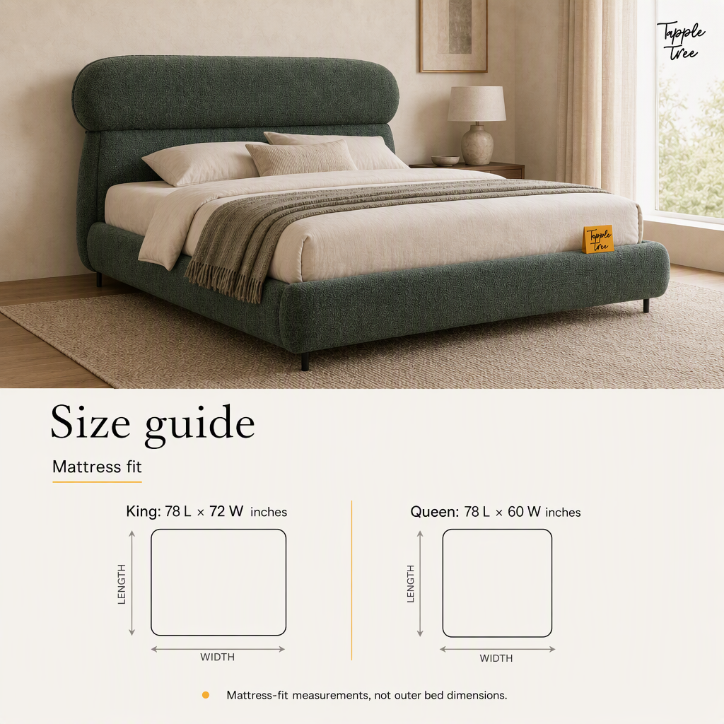 Forest Boucle Upholstered Storage Bed, size guide