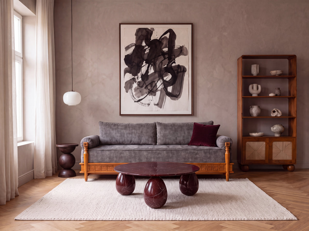 The Collected Living Room, featuring Iver Vale Sofa, Calden Park Coffee Table, Ember Grove End Table, Belden Glen Bookcase.