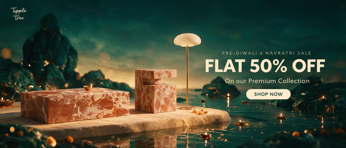 Tapple Tree festive premium collection sale, flat 50% off, with imported stone coffee and side tables