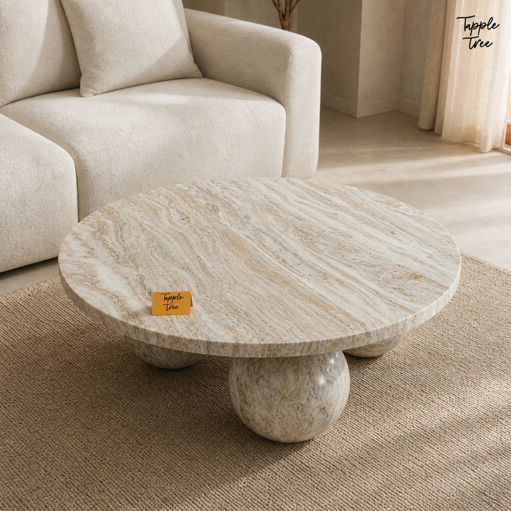 Beige Orb Marble Coffee Table — lifestyle elevated