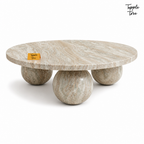 Beige Orb Marble Coffee Table — white front