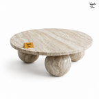 Beige Orb Marble Coffee Table — white opposite angle