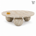 Beige Orb Marble Coffee Table — white side profile