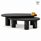 Noir Oval Marble Coffee Table Set — white front