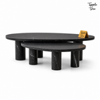 Noir Oval Marble Coffee Table Set — white side profile