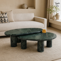 Emerald Oval Marble Coffee Table Set — lifestyle hero