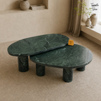Emerald Oval Marble Coffee Table Set — lifestyle elevated