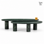 Emerald Oval Marble Coffee Table Set — white side profile