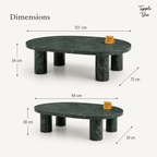 Emerald Oval Marble Coffee Table Set — dimensions