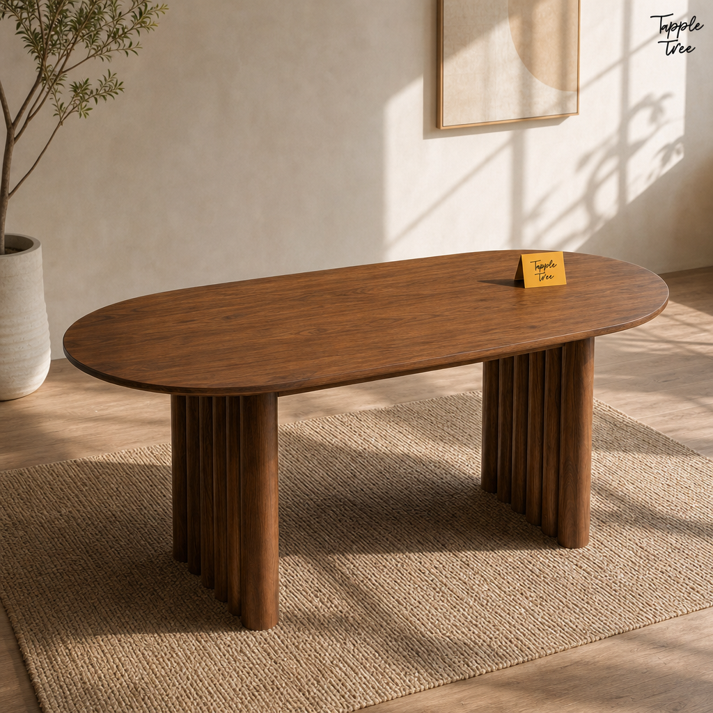 Fluted Oval Parawood Dining Table — lifestyle elevated