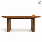 Fluted Oval Parawood Dining Table — white front