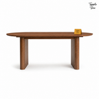 Fluted Oval Parawood Dining Table — white side profile