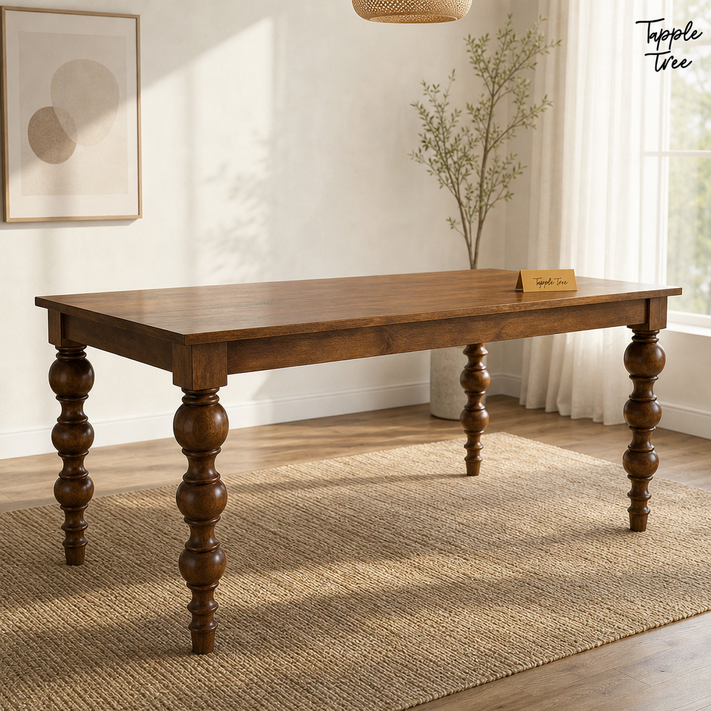 Heritage Turned-Leg Mango Dining Table — lifestyle hero