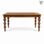 Heritage Turned-Leg Mango Dining Table — white front