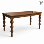 Heritage Turned-Leg Mango Dining Table — white three quarter