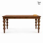 Heritage Turned-Leg Mango Dining Table — white side profile