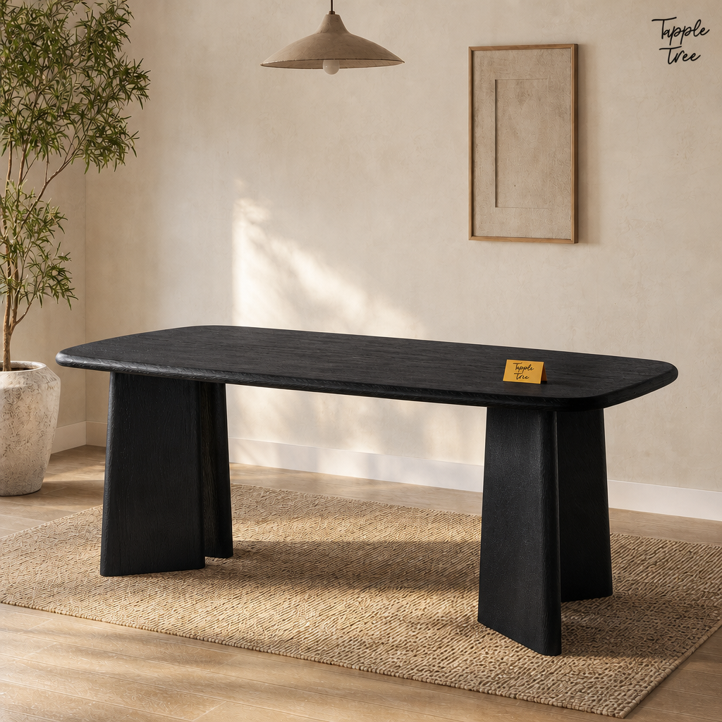 Noir Tapered Dining Table — lifestyle opposite angle