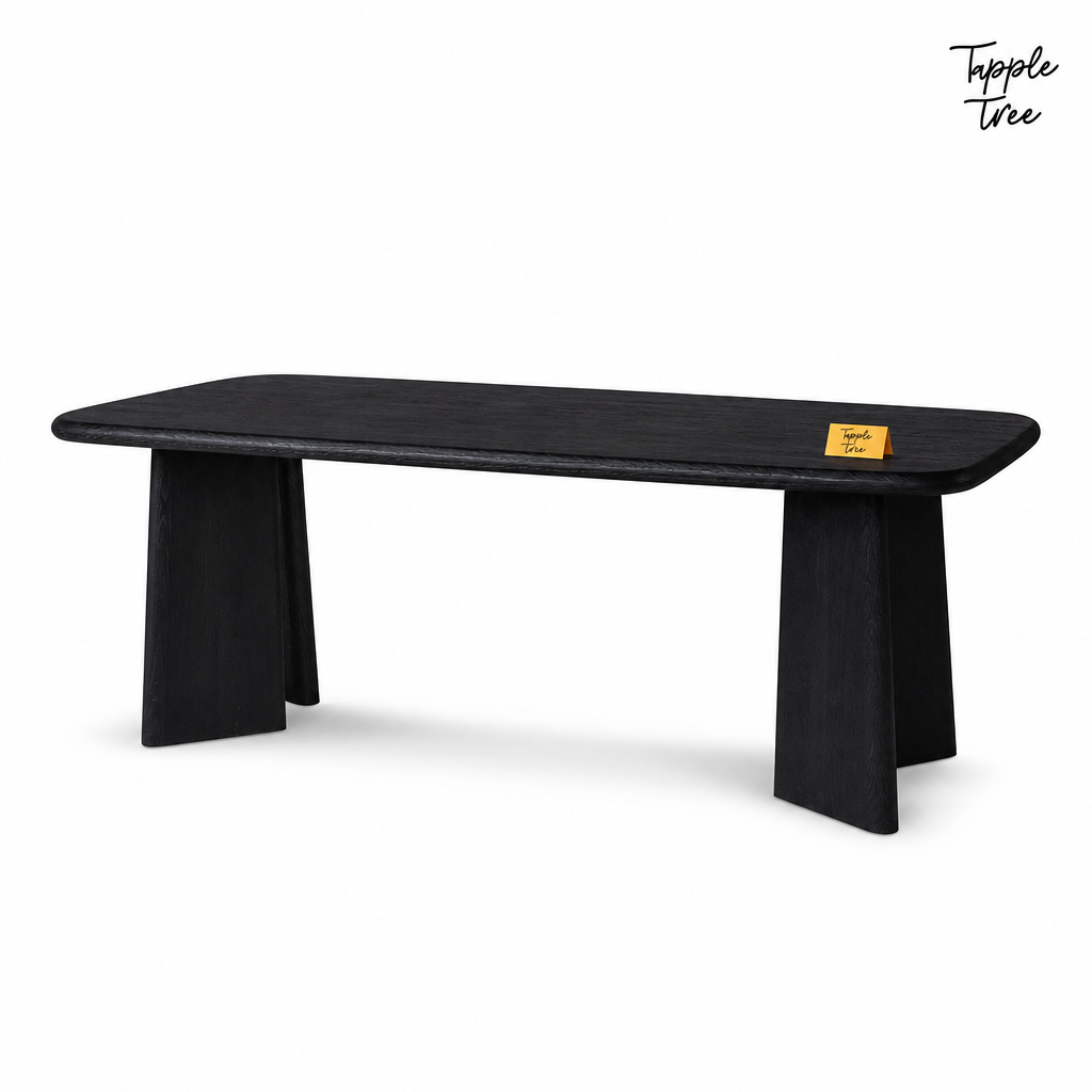 Noir Tapered Dining Table — white three quarter