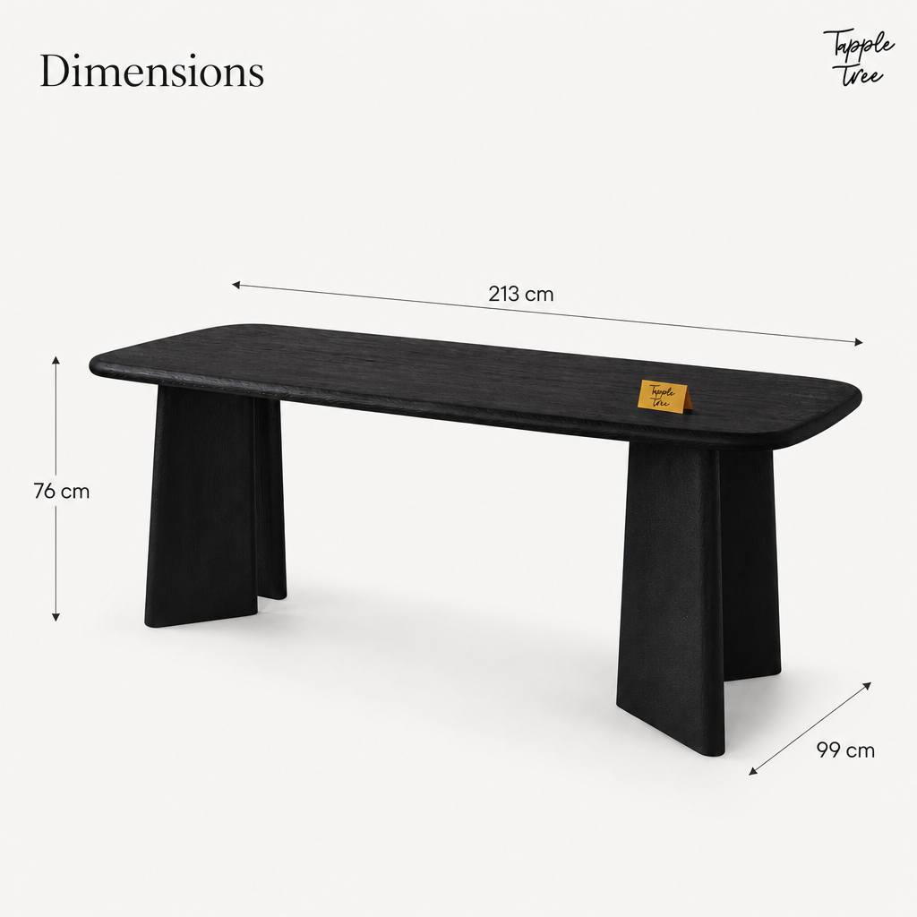 Noir Tapered Dining Table — dimensions