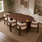 Plaid Curve Teak Dining Set — lifestyle elevated